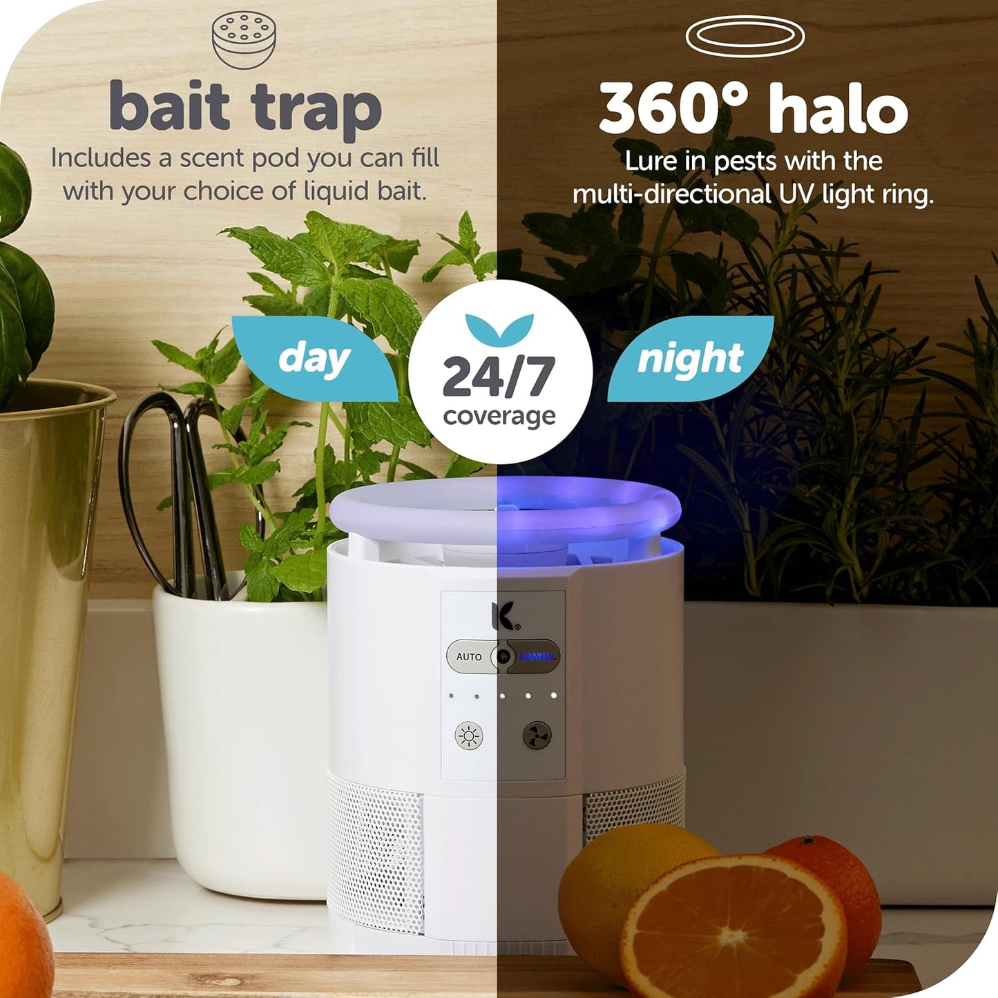 The Original Katchy Indoor Insect Trap - Fan Powered with UV Light - Fruit Fly Traps for Indoors - for Fruit Flies, Gnats, Mosquitoes, Moths (Black)