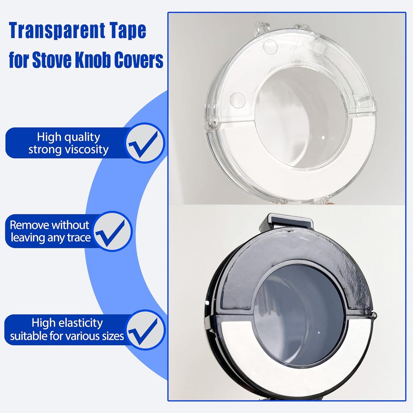 5 Pairs Transparent Tape for Stove Knob Safety Covers, No Wobbling, Strong Acrylic Adhesive, Heat-resistant, Remove Without Leaving Any Trace for Child Proof Stove Knob Covers - Universal Fit