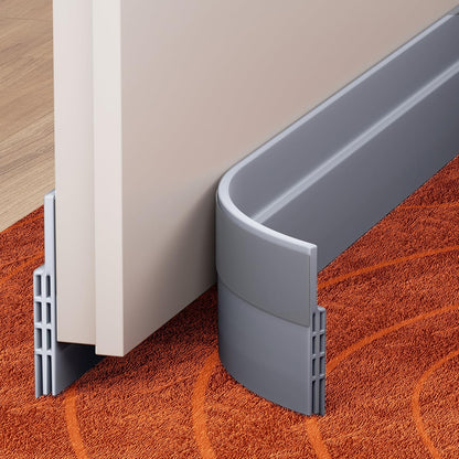 GroTheory 2 Pack Door Draft Stopper, Under Door Sweep for Exterior & Interior Doors, Weather Stripping Door Seal, Garage Window Blocker Noise Cold Air Insulation, Draft Guard Grey 2" W x 39" L