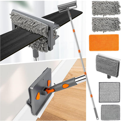 CALBEAU Ceiling Fan Cleaner Duster with 84'' Extension Pole, Baseboard Cleaner Tool with Handle, Reusable Chenille & Microfiber Pads for Dusting Ceiling Fan Baseboard Wall Window Floor