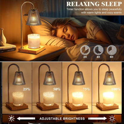 Hong-in Candle Warmer Lamp with Timer-Dimmable Adjustable Height Candle Lamp Warmer, Birthday Gifts for Women Mom Her, Housewarming Office Home Decor,Wax Warmer for Scented Wax Jar Candles