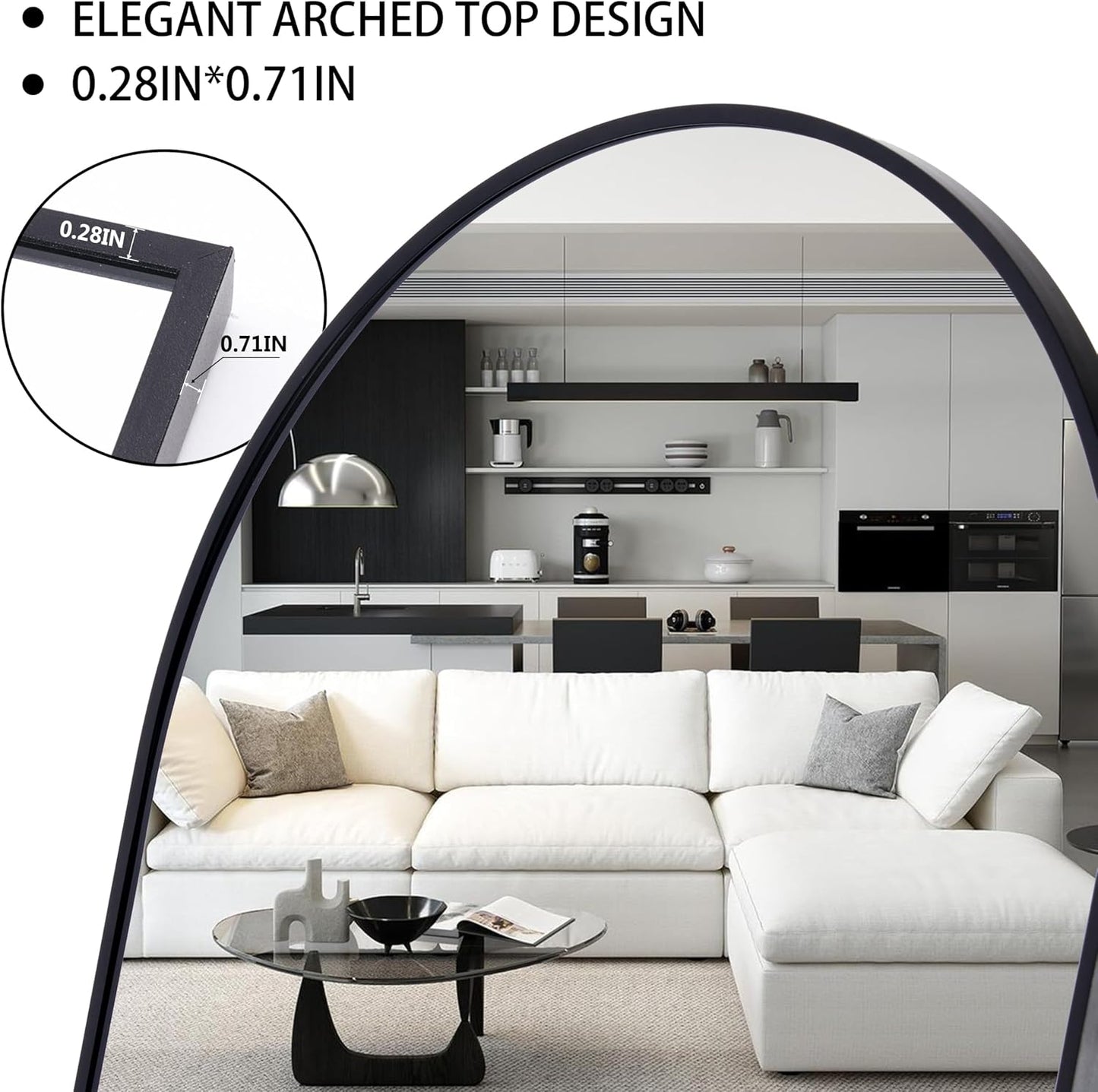 Mirror Full Length, 71 x 26 Inches Floor Mirror with Stand, XX-Large Arch Gold Mirrors for Bedroom, Dressing Room, Home Decor, Gold