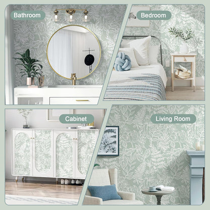 Safiyya Peel and Stick Wallpaper Boho Modern Beige Leaf Contact Paper Peel and Stick Wall Paper Self Adhesive Removable Wallpaper for Bedroom Bathroom Vinyl Roll 78.7"x17.3"