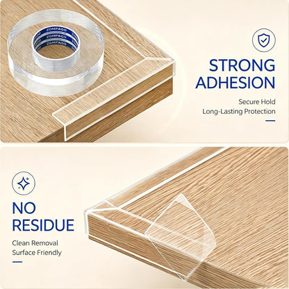 ZOMPAGO Baby Proofing Edge Protector Strip 2 Rolls 2in x 13FT Clear Furniture Corner Guards for Toddlers Transparent Soft Sharp Edge Safety Bumpers Table Desk Fireplace Child Proof Protector Tape