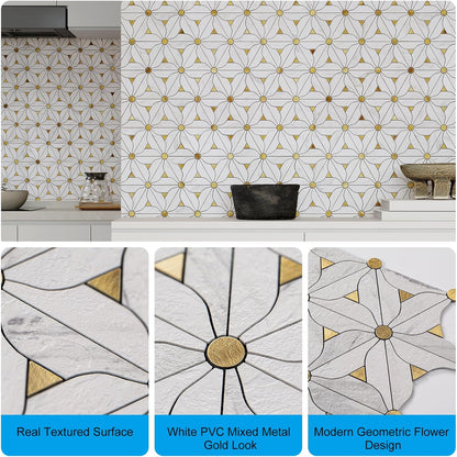Peel and Stick Backsplash Tile, 10 Sheets Waterproof PVC Wall Tiles for Kitchen Bathroom, Thick Self Adhesive Stick on Backsplash, Covers 9.67 Sq.Ft