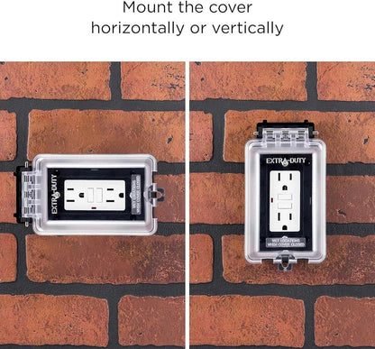 Weatherproof Outlet Cover, 1-Gang In-Use Horizontal/Vertical Enclosure, Clear Cover