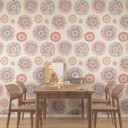 Blue Wallpaper Peel and Stick,Vintage Boho Floral Contact Paper 17.5" x 118", Retro Botanical Flower Wall Paper Self Adhesive Removable Waterproof for Walls Shelves Cabinet Table (Blue,Yellow, Green)