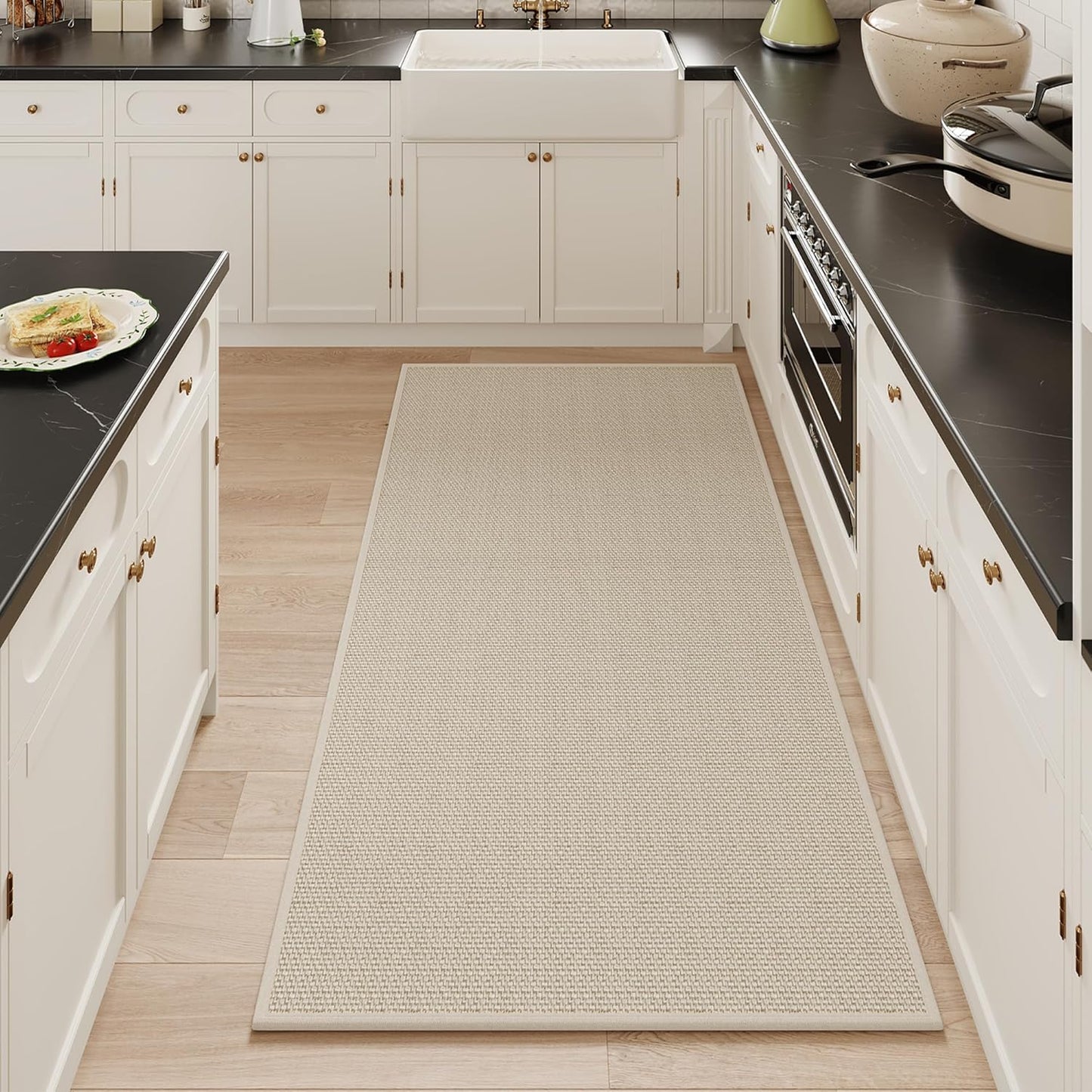 Mecko Bath Mat Rug, Rubber Non-Slip Quick Dry Absorbent Thin Bathroom Rugs Fit Under Door Bathroom Floor Mats-Shower Rug for in Front of Bathtub, Sink, Shower Room(Light Grey,16"x24")