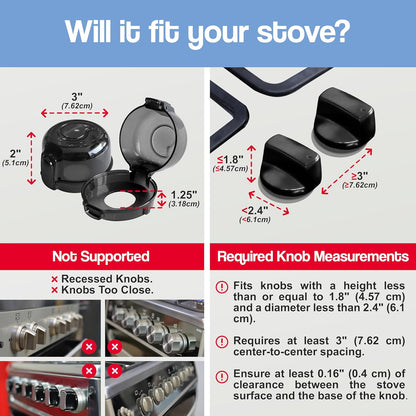 Stove Knob Safety Covers (5 Pack) – Oven Knob Covers for Child Safety – Prevent Kids from Turning on Stoves – Gas Stove Knob Locks with Pre-Applied Adhesive – No Tools Needed for Install