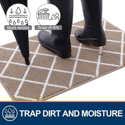 Finchitty Indoor Door Mat, Dirt Resistant and Absorbent, Low-Profile, Non-Slip, Washable Inside Floor Mats for Front Door, Back, and Entrance, 32" x 20", Grey