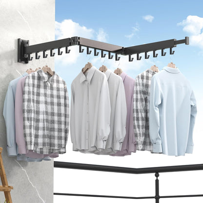 ZdwCyl Wall Mounted Drying Rack,32 inches,Foldbale, Clothes Drying Rack,Laundry Drying Rack Wall Mount,Drying Rack Clothing Space Saver,Retractable,Collapsible,Folding Laundry Rack,White