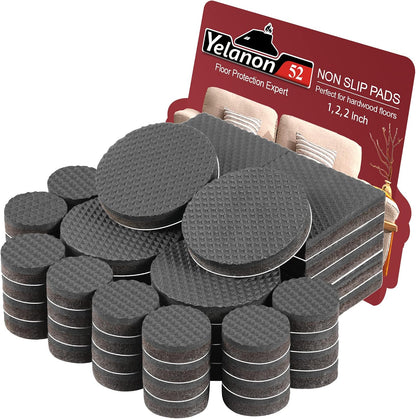 Yelanon Non Slip Furniture Pads -12pcs 4" Furniture Grippers Hardwood Floors, Non Skid for Furniture Legs,Self Adhesive Rubber Feet, Anti Slide Furniture Floors Protectors for Keep Couch Stoppers