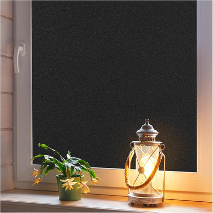 Haton Reeded Glass Window Privacy Film, Static Cling Non-Adhesive Frosted Film, UV Blocking Heat Control Removable Window Sticker for Bathroom Door Home Office, 17.5" x 78.7"