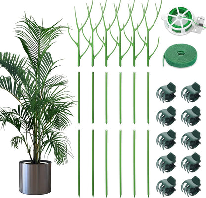ROADPLUM 4 Pack 39.37" Detachable Twig Plant Support Stakes Set, Blends in to Plant, Branch Plant Sticks with Orchid Clips Twist Plant Ties, Twig Trellis for Indoor Outdoor Plants Potted Plants Flower