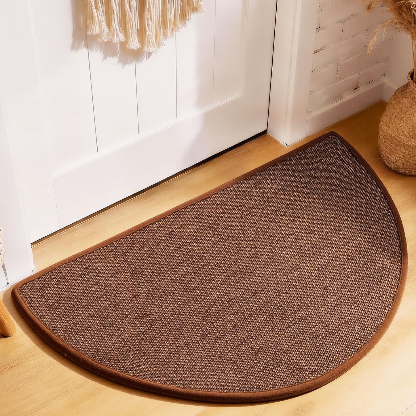 Door Mat 30"x17", Non Slip Washable Door Mat Indoor Entrance, Low Profile Absorbent Entry Rug for Front Door, Entryway, Inside Entrance, Rubber Backing Dirt Trapper Indoor Mat, Khaki