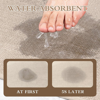 chakme Bathroom Rugs Mat 24x17, Ultra Thin Non Slip Bath Mat Small Quick Dry Absorbent Bath Mat for Bathroom Floor, (Dark Beige, 24"x17")