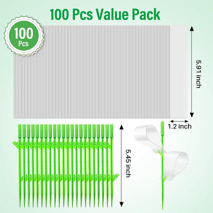 100 Pcs Gnat Sticky Traps for Plants, Sticky Traps for Gnats with 20 Stakes to Control, Aphids, Plant Bug, Mosquito Bits and Whiteflies(Green)