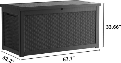 270 Gallon Lockable Resin Outdoor Storage Box, Waterproof & Weather Resistant Deck Box for Patio Cushion, Garden Tools & Pool Accessories, Black