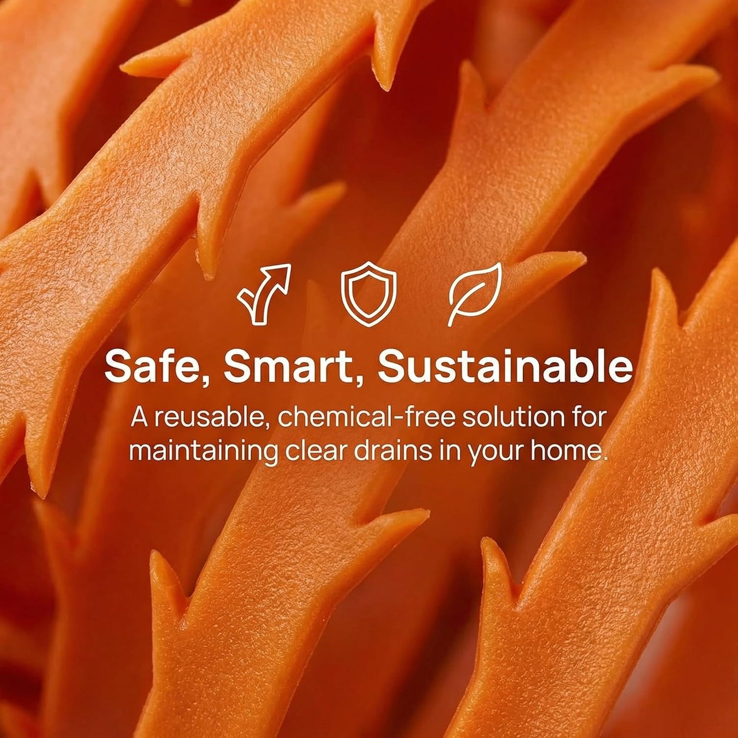 Drain Snake Hair Clog Remover Orange Plastic, 20 Inch Barbed Design for Bathroom Tub Kitchen Sink Toilet Sewer Cleaning 4 Pack
