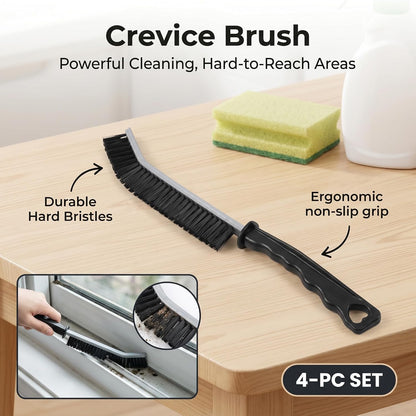 4 Pcs Multi-Purpose Hard Bristle Crevice Cleaning Brush Small Deep Gap Cleaning Tools Scrub Brushes Household Use Versatile Thin Grout Brush for Kitchen Window Tile Bathroom Shower Corner Toilet Black
