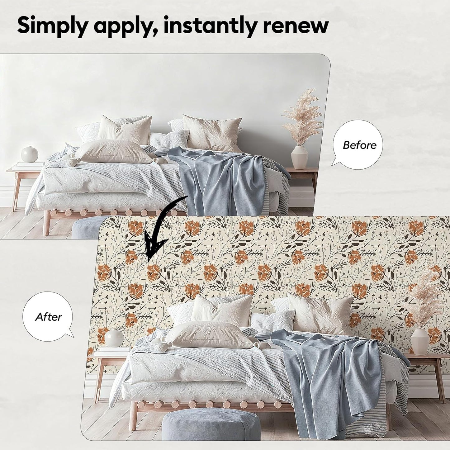 17"x118" Peel and Stick Wallpaper for Renter Friendly, Removable Wallpaper Peel and Stick, Self-Adhesive Textured Contact Paper for Walls, Cabinets, Countertops(Morning Song of Flowers)