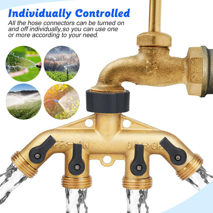 Garden Hose Splitter 2 Way Heavy Duty Brass Connector Tap Y Splitter (2WAY x)