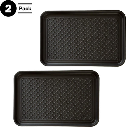 All-Weather Indoor/Outdoor Mat for Boots - Weather-Resistant Hard Plastic Shoe and Boot Tray with Raised Edge by Stalwart (Black, MEDIUM)