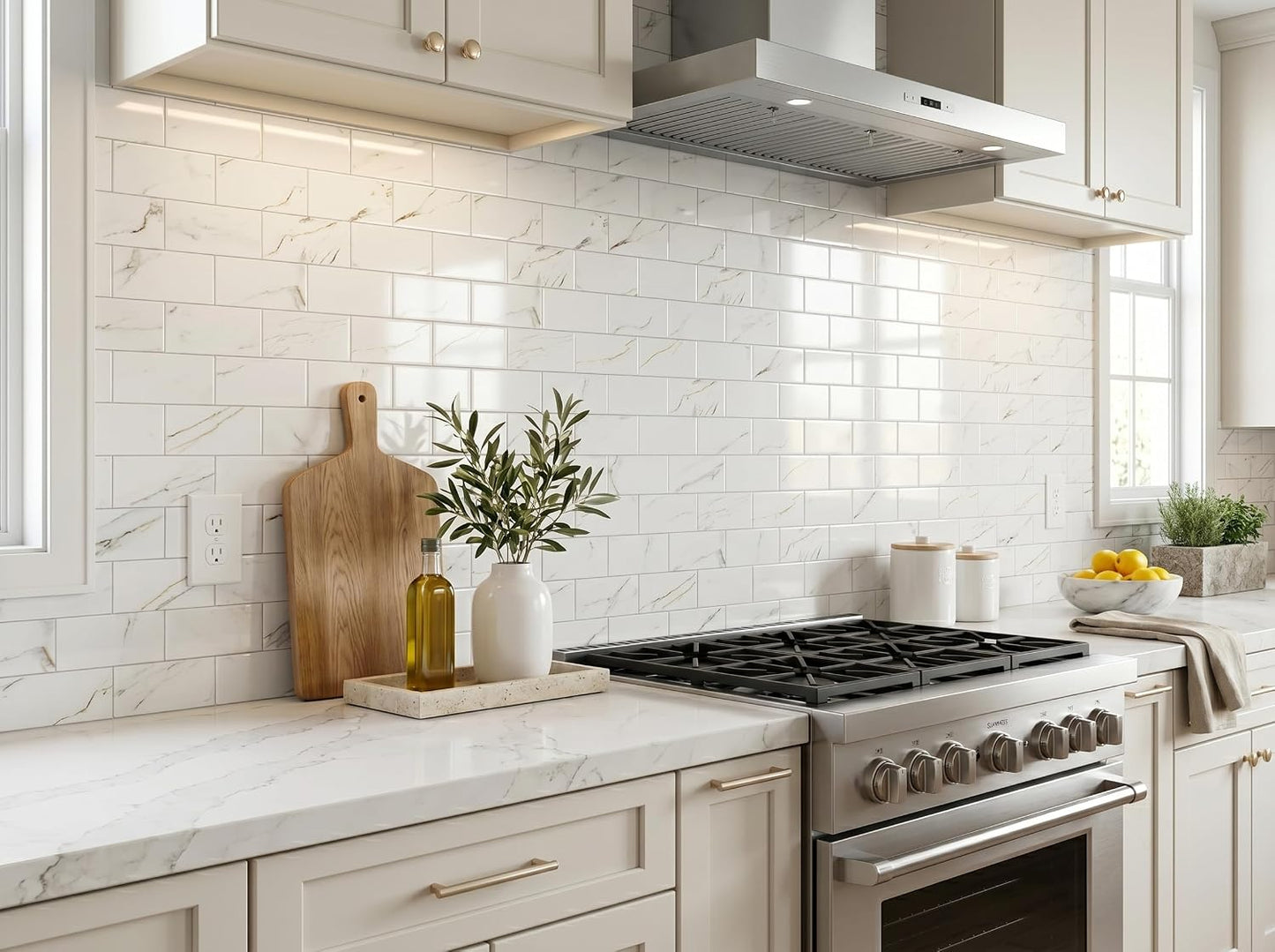 2026 New Upgrade Peel and Stick Backsplash Tile, Peel and Stick 11.34" X 11.57" Wall Tile for Kitchen, Bathroom, Fireplace, Laundry (Beige Ecru, 10 Packs)