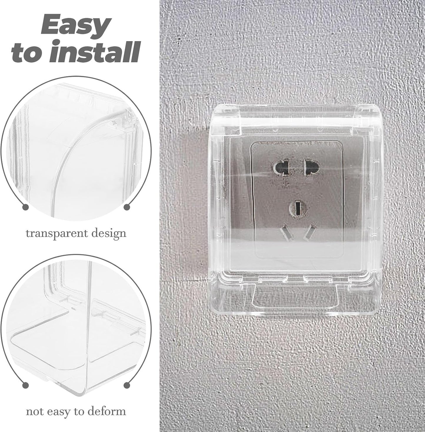 Transparent Outdoor Electrical Outlet Cover Protector Weatherproof In-use Receptacle Enclosure for Home Bathroom Kitchen Splash-resistant and Design