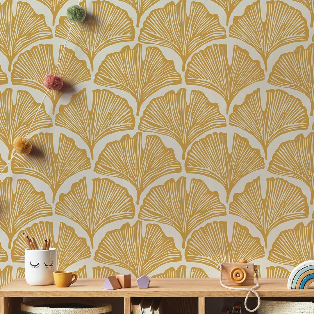Tempaper x Novogratz Waverly Blue Feather Palm Removable Peel and Stick Wallpaper, 20.5 in X 16.5 ft, Made in The USA