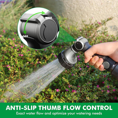 RESTMO Heavy Duty Hose Nozzle, Metal Garden Water Hose Sprayer with 7 Watering Patterns, Thumb Control, On Off Valve, High Pressure Nozzle Sprayer for Watering Plants, Car and Pet Washing, Bronze