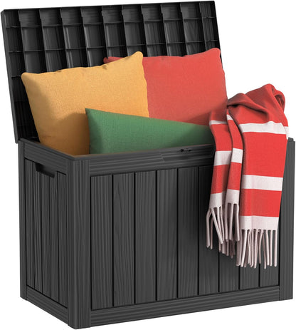 320 Gallon Waterproof Outdoor Storage Box, UV Resistant Resin Deck Box with Hydraulic Rod for Reinforced Stability, Perfect for Patio, Garden, and Pool（Black，320 Gallon）