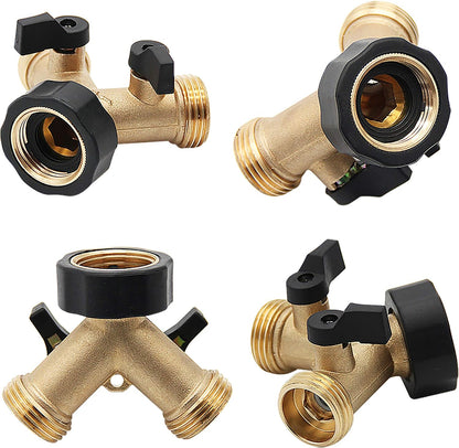 Lifynste 2 Way Brass Hose Splitter, 3/4" Brass Hose Connectors, Y Connector Garden Hose Adapter Connector, 1 Pack