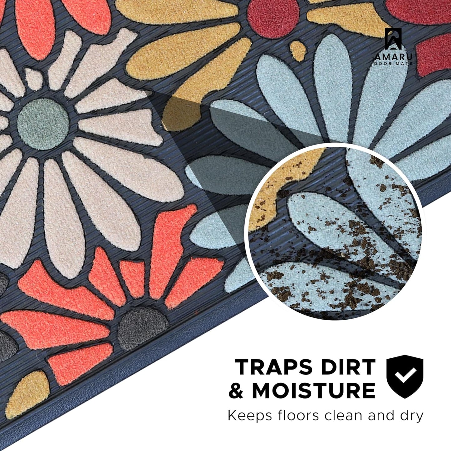 Extra Durable, Superior Absorption, Front Door Mat for Outdoor & Indoor - Welcome Mat for Entryway, Entrance, Patio, Porch - Waterproof, Non-Slip Backing, Coarse Fibers (Scales,17x29)