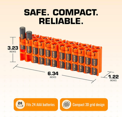 AA Battery Storage Caddy by Storacell, Yellow - Holds 24 Batteries (Not Included)