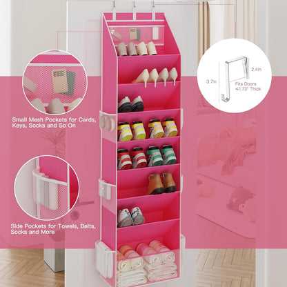 Criusia Shoe Organizer, Over the Door Shoe Organizer, Hanging Closet Shoe Storage with Large Deep Pockets, Fits 16–24 Pairs of Sneakers, Sandals, Boots, Gray