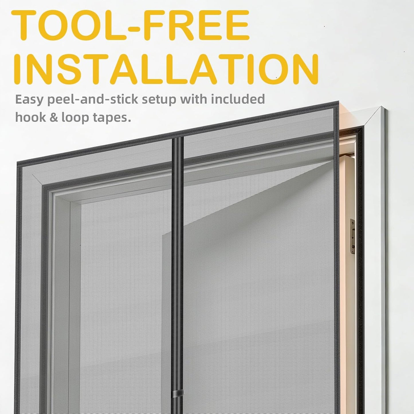 Magnetic Screen Door - 38"x83" Heavy Duty Mesh for Entry Front Back Patio Sliding Door, Self Sealing Hands Free, Bug Proof, Windproof Clips, No Drill Easy Install, Pet & Child Friendly, Black