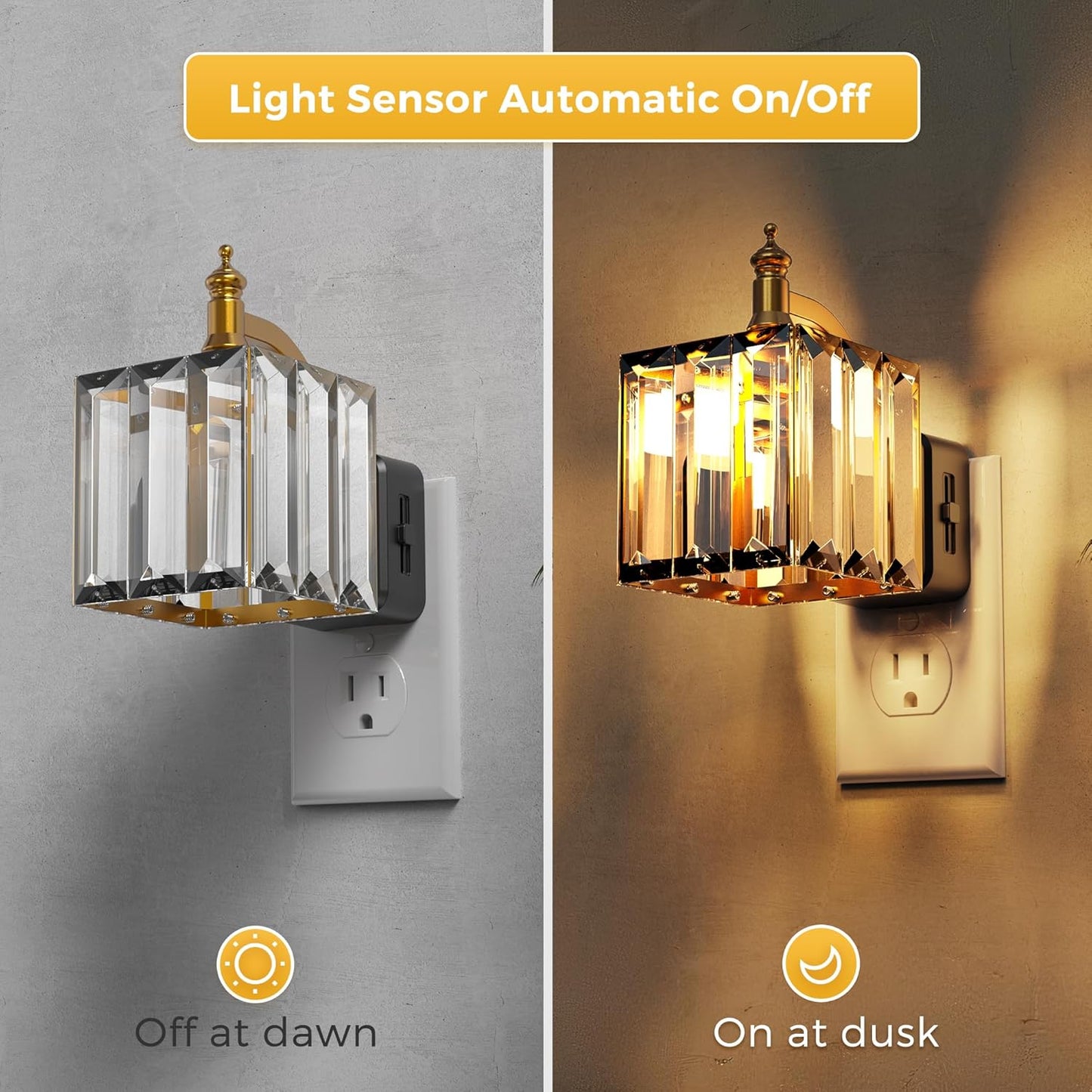 L LOHAS LED Night Light,Dimmable Night Lights Plug into Wall, 2 Pack Acrylic Nightlight with 0-100 LM Adjustable Brightness, 3000K Plug in Night Light with Dusk to Dawn Sensor, for Bathroom Hallway