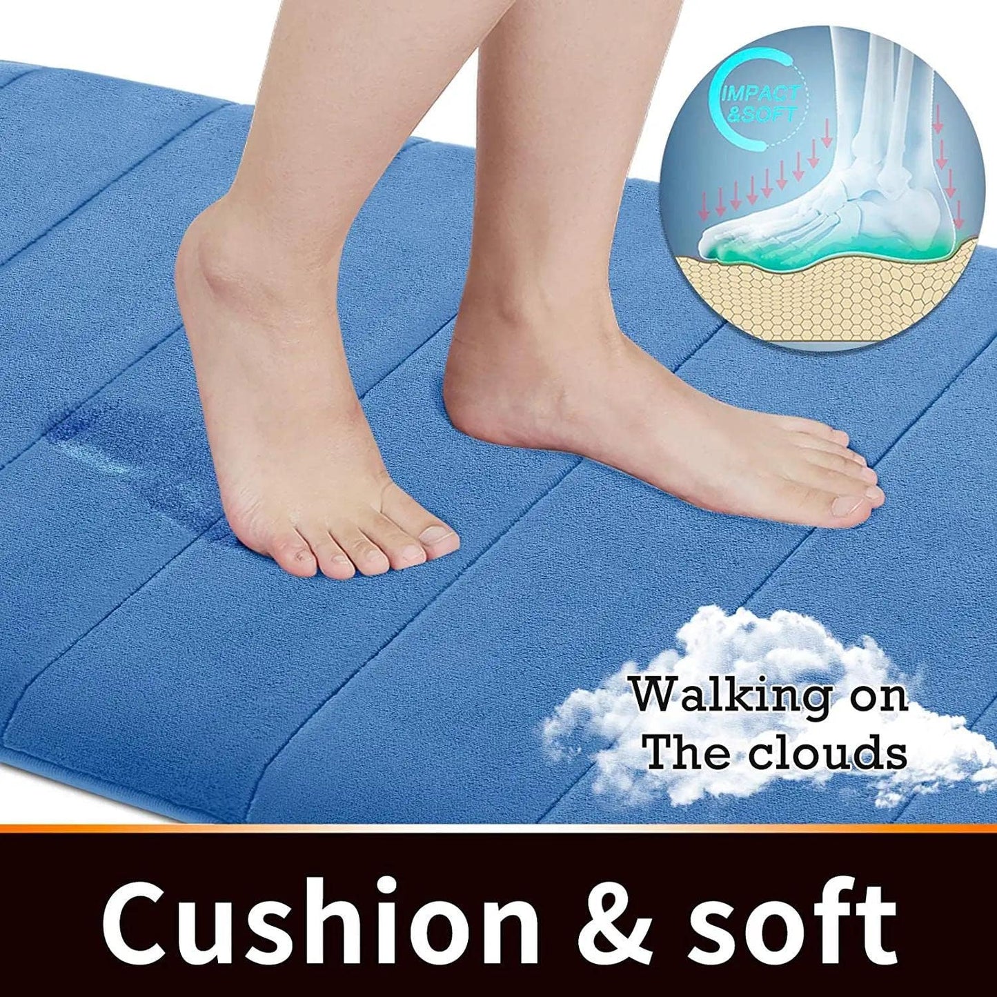 Yimobra Memory Foam Bath Mat, Super Soft Absorbent Bathroom Rug Non Slip, Quick Dry, Machine Washable Floor Carpet for Tub Shower, Home Decor Accessories, 24x17, Grey