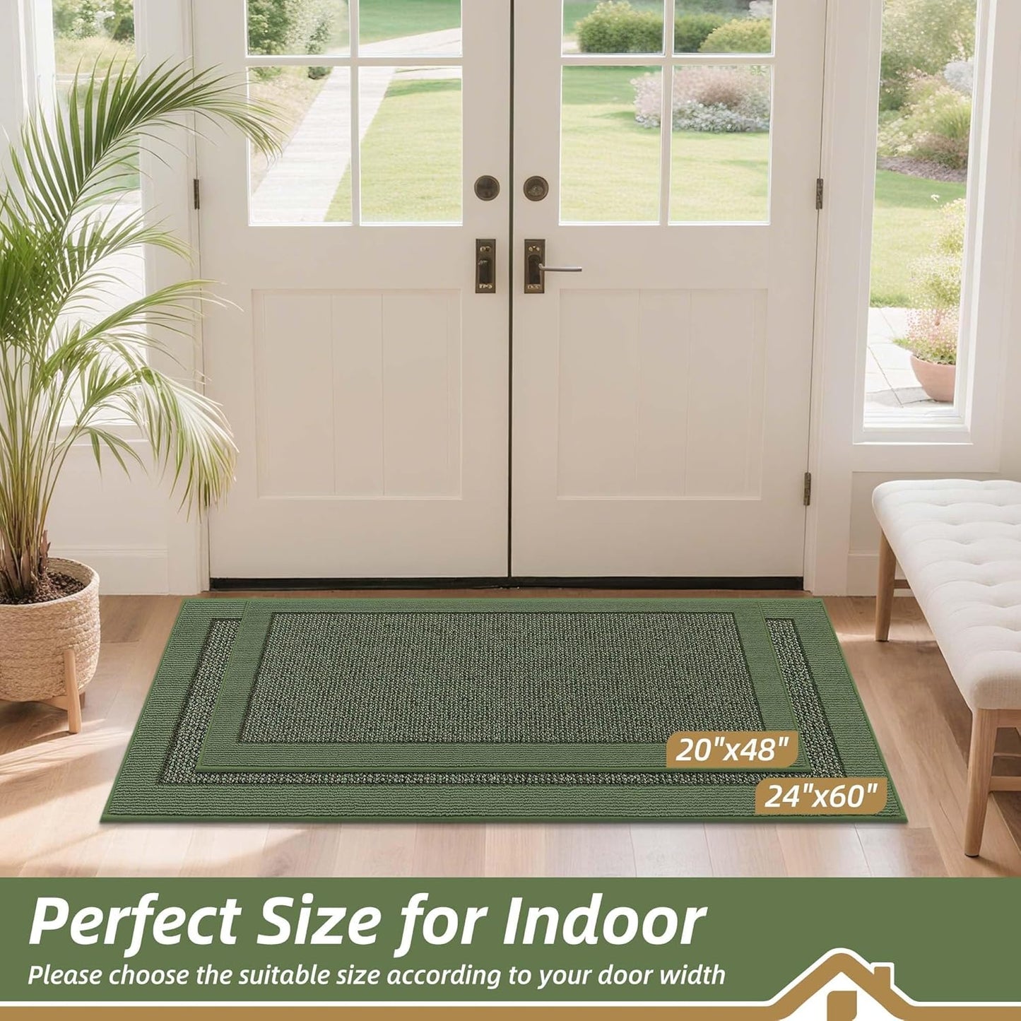 BEQHAUSE Indoor Door Mat 20" x 32", Dirt Trapper Door Mats Non-Slip Entryway Rugs Washable, Resist Dirt Absorbent Welcome Mat, Low Profile Floor Mats for Front Back Door and Entryway, Taupe