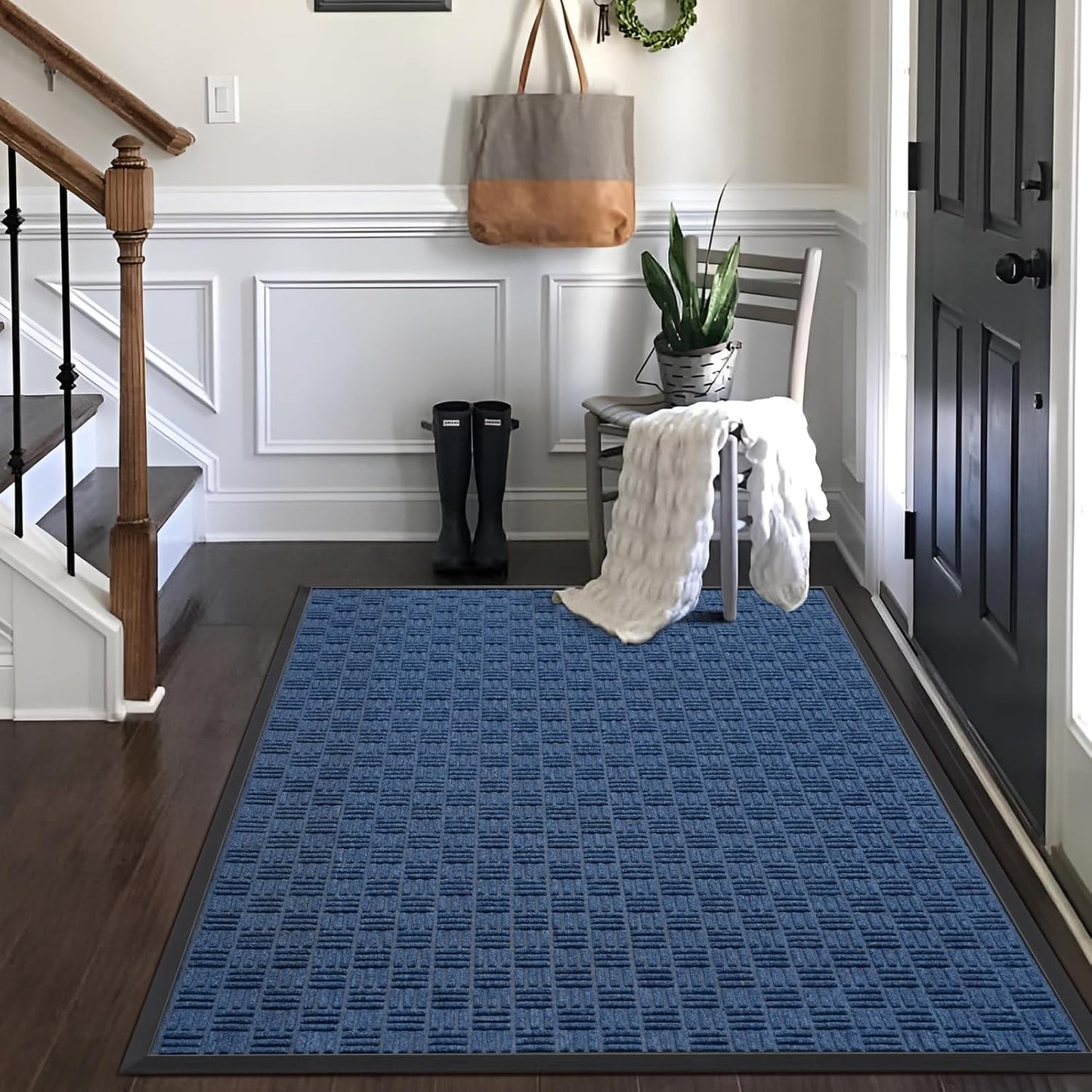 Mibao Front Door Mat, Heavy Duty Durable Welcome Mat for Outdoor Indoor, Dirt Trapper Waterproof Super Absorbent Door Mat for Entryway Outside Patio Porch, 29.5" x 17", Grey