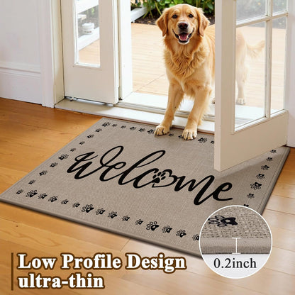 Vaukki Indoor Door Mat 17"x30", Ultra Thin Doormat Indoor Entrance, Non Slip Rubber Backed Inside Welcome Mat for Front Door, Low-Profile Washable Dirt Trapper Entry Floor Mat for Entryway, Sweet Home
