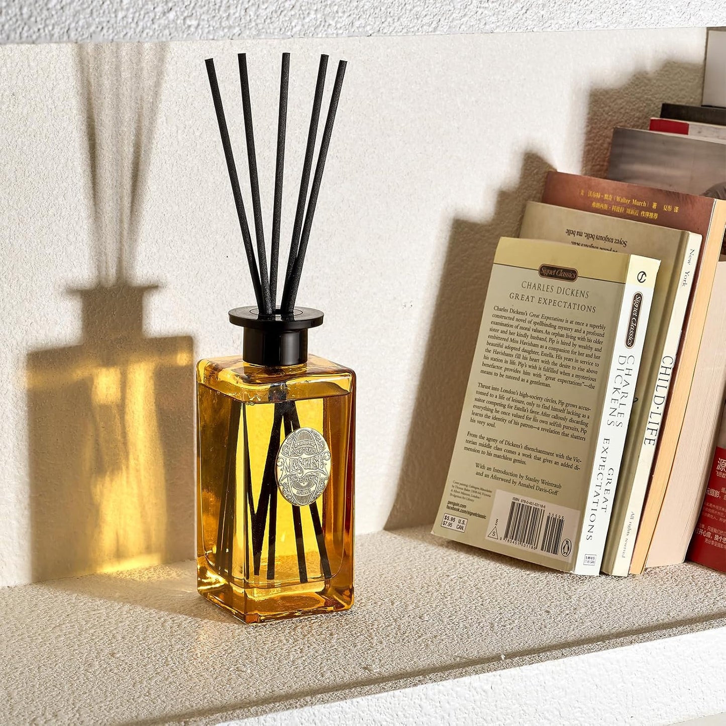 M&SENSE 6.3 oz Large Reed Diffuser Set | Lime+Basil Scent Oil Diffuser with Sticks | Hotel Collection Non-Toxic Home Fragrance |for Bedroom Bathroom Living Room - Colors B