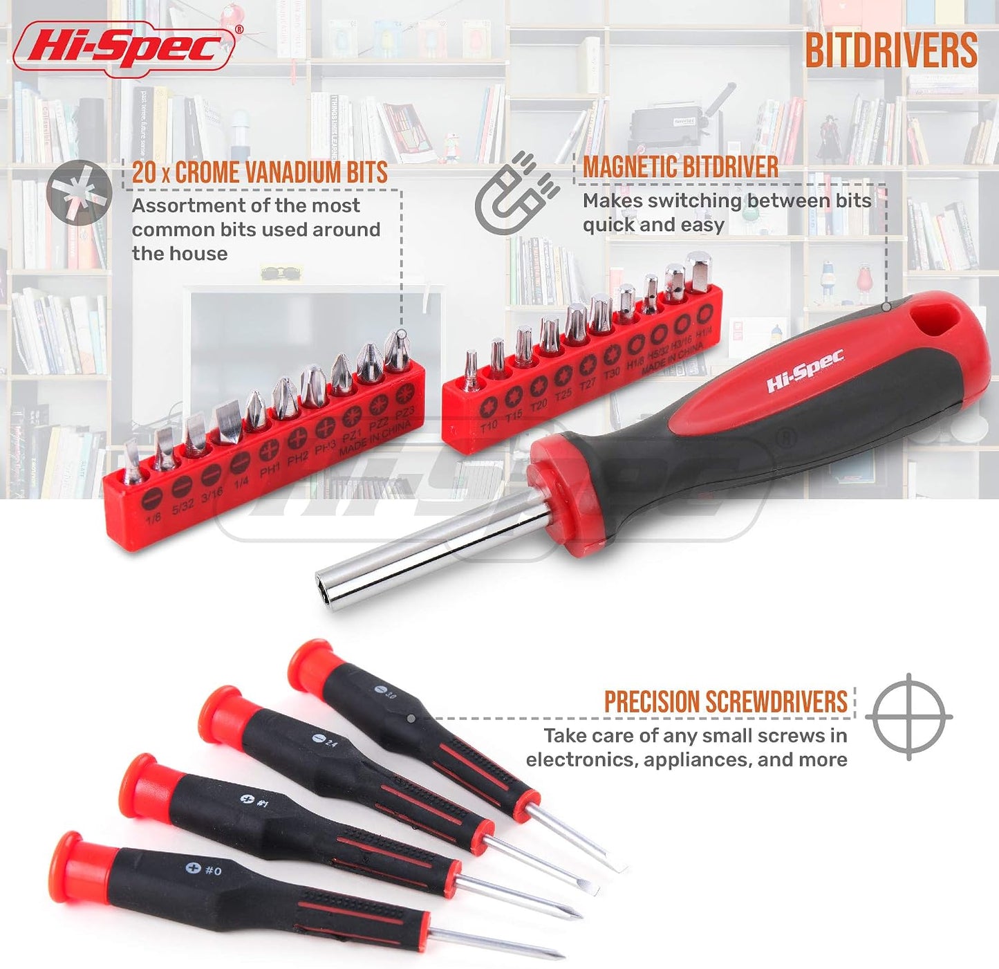 Hi-Spec 57pc Home Garage DIY Tool Kit Set. Complete Beginner Handyman and Home Mechanics Tool Box Set for Auto, Car, Bike and Household Repairs