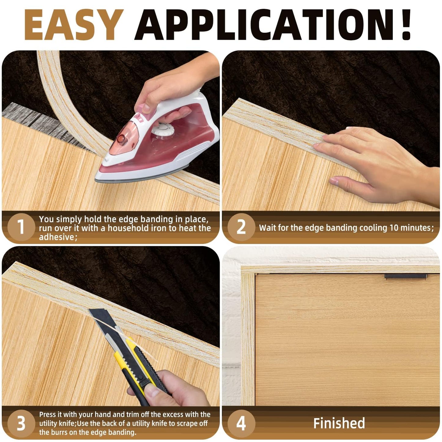 GSCIT Club Wood Grain Repair Tape, 2.4 inch X 15ft Self Adhesive Maple Grain Repair Patch for Tables, Chairs, Baseboards, Doors, Windows, Floors, Handicraft DIY. - Colors A