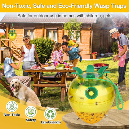 Solar Power Wasp Traps Outdoor Hanging, Yellow Jacket Trap with LED Light for Trapping Hornet, Non-Toxic Reusable Wasp Catcher for Outdoors Trapping Hornet 20250816