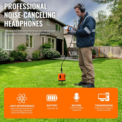 Underground Water Leak Detectors for Home PQ125A Wall Pipe Water Leakage Detection with Touchscreen Earphone and Carrying Case Multi Sensor Acoustic Pipeline Sound Intensifier