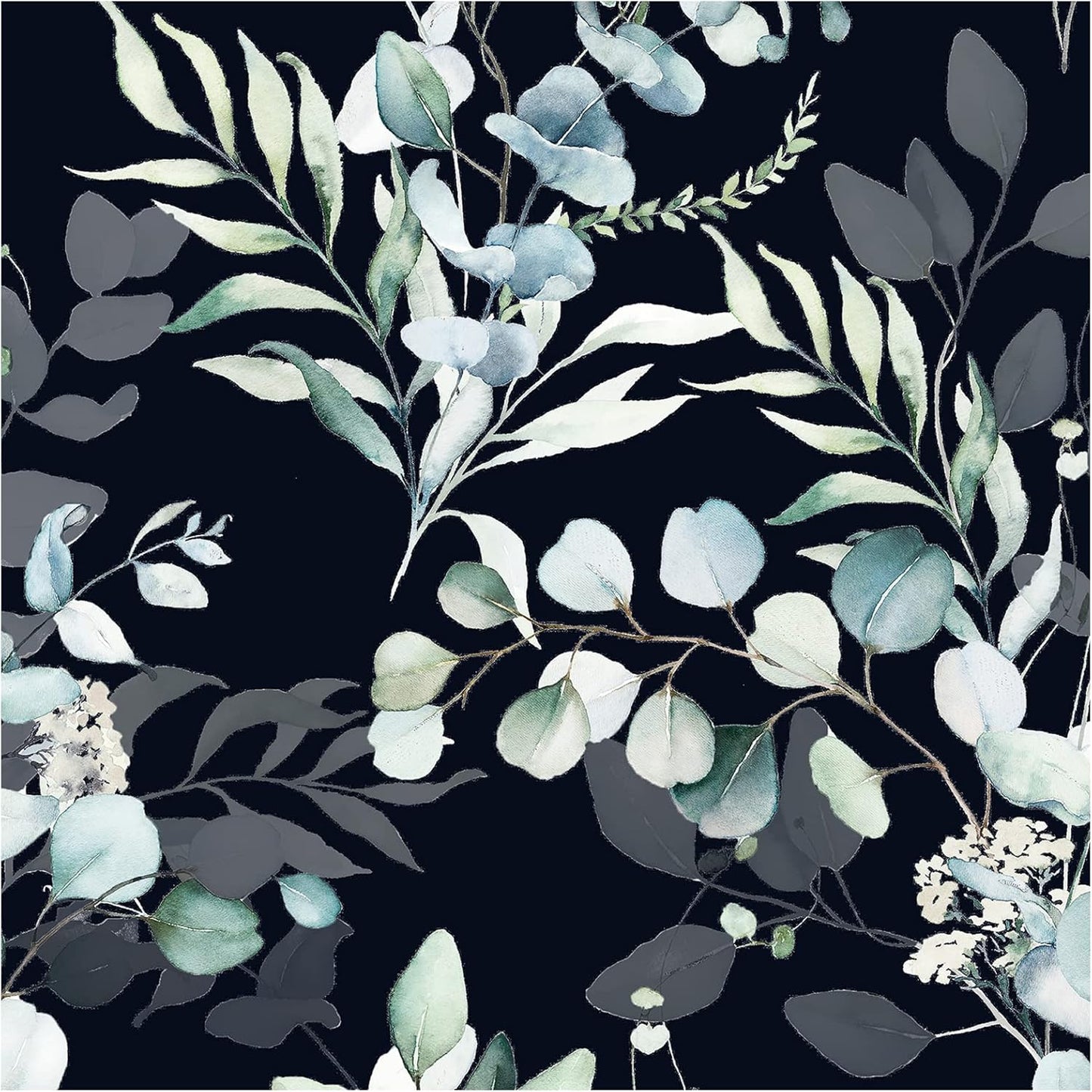 HAOKHOME Peel and Stick Wallpaper Boho Green/White Botanical Leaf Floral Wall Mural Home Nursery Decor Renter Friendly Wallpaper 17.3in x 9.8ft