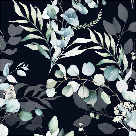 HAOKHOME Peel and Stick Wallpaper Boho Green/White Botanical Leaf Floral Wall Mural Home Nursery Decor Renter Friendly Wallpaper 17.3in x 9.8ft