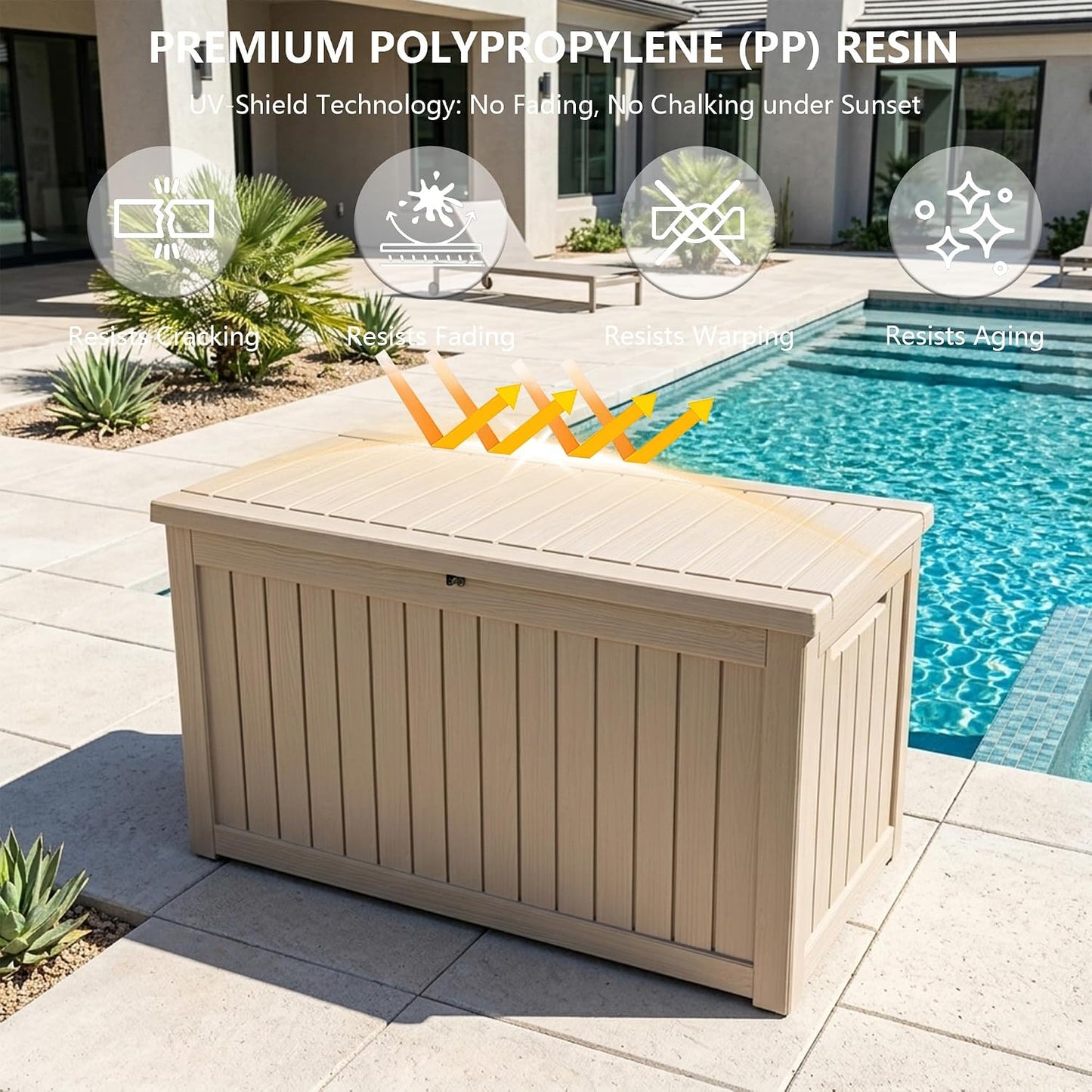 Outdoor Storage Box, 320 Gallon Waterproof Deck Box [Upgraded 3.0], Dual Gas-Spring Ultimate Resin Organizer for King Cushions, Heavy-Duty Lockable Estate Storage Bench, Backyard BBQ, Black